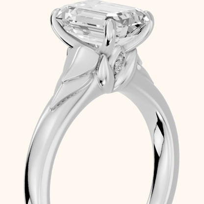 Jana Engraved Emerald Diamond Engagement Ring in Silver - slant-view.webp