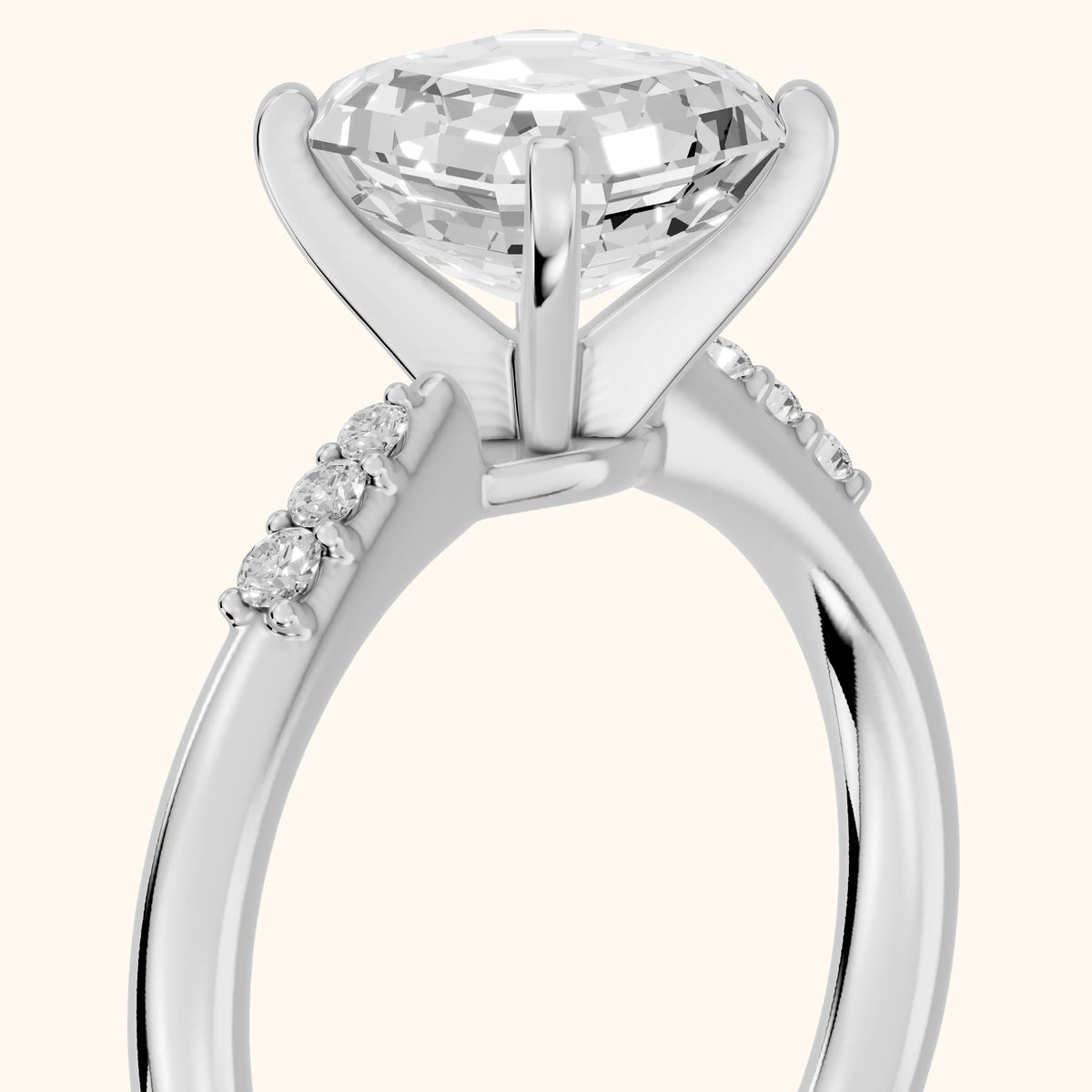 Aveline Flush-Set Asscher Diamond Engagement Ring in Silver - slant-view.webp
