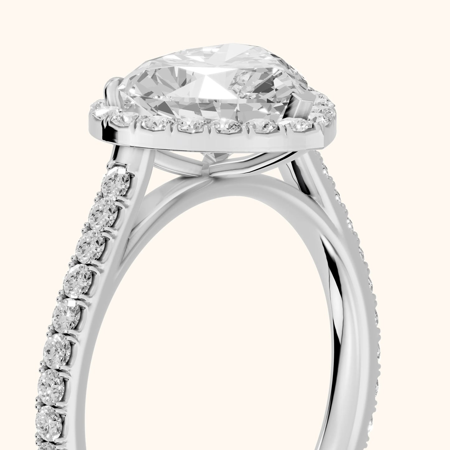Willa Halo Micropavé Heart Diamond Engagement Ring in Silver - slant-view.webp