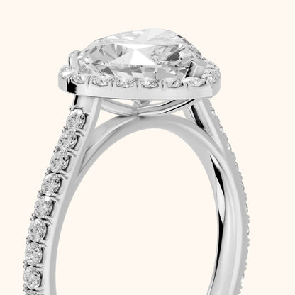 Willa Halo Micropavé Heart Diamond Engagement Ring in Silver - slant-view.webp