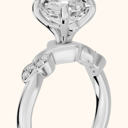 Robin Leaf Twist Asscher Diamond Engagement Ring in White Gold - slant-view.webp