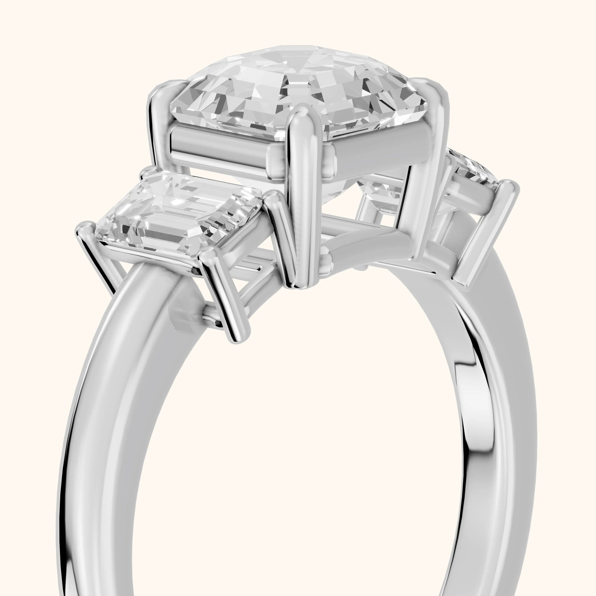 Zoe Three-Stone Asscher Diamond Ring in White Gold - slant-view.webp