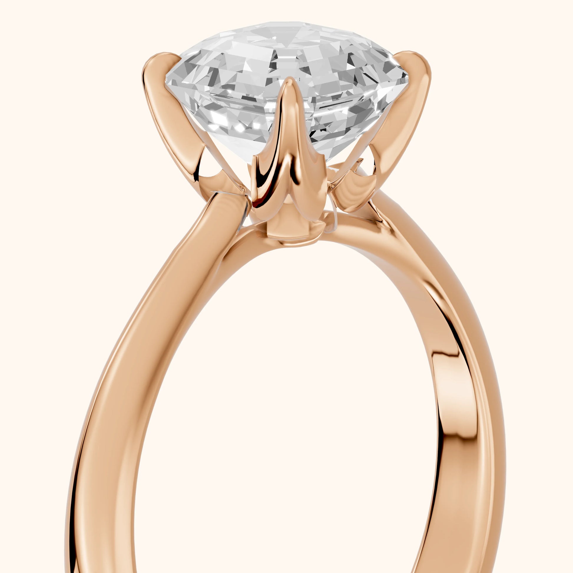 Evie Solitaire Six-Prong Asscher Diamond Engagement Ring in Rose Gold - slant-view.webp