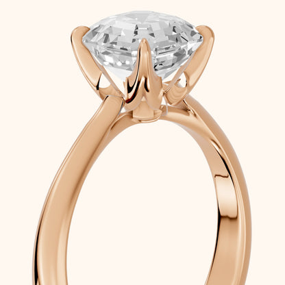 Evie Solitaire Six-Prong Asscher Diamond Engagement Ring in Rose Gold - slant-view.webp