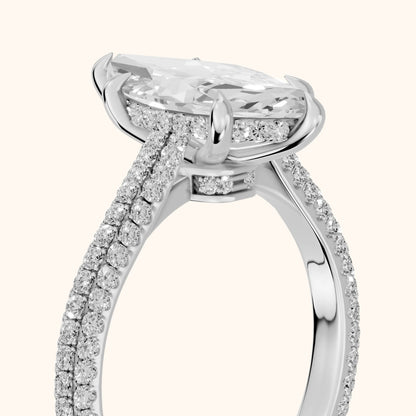 Della Hidden Halo Pavé Marquise Diamond Engagement Ring in White Gold - slant-view.webp