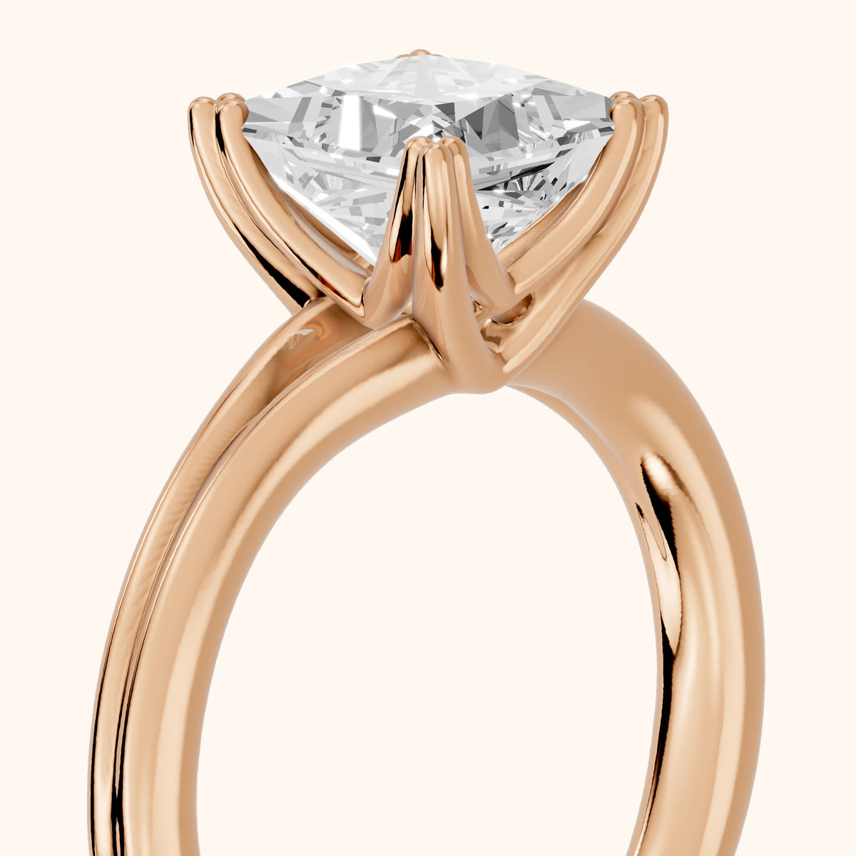Neve Solitaire Split Shank Princess Diamond Engagement Ring in Rose Gold - slant-view.webp