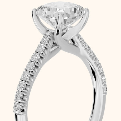 Sanne Trellis Pavé Cushion Diamond Engagement Ring in White Gold - slant-view.webp