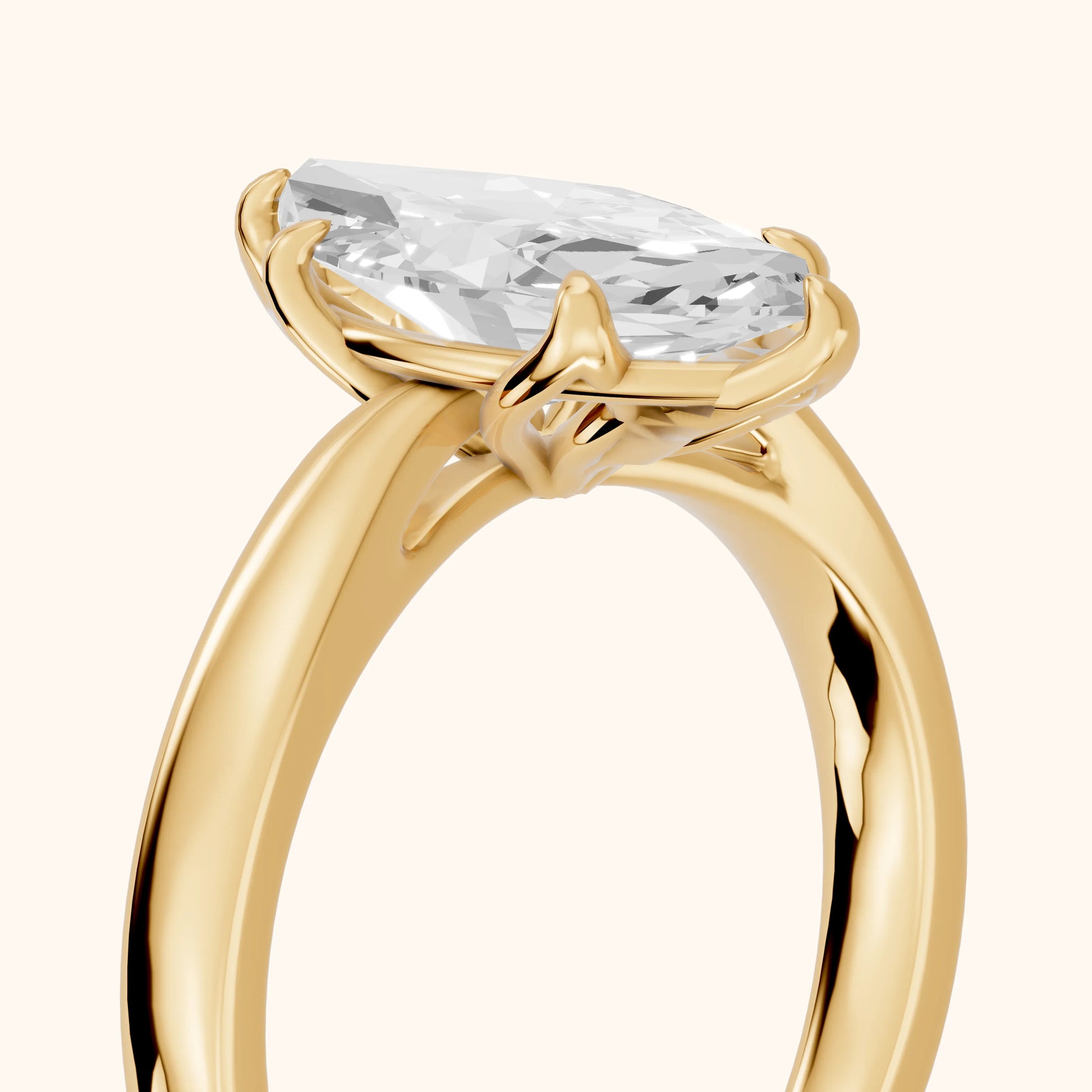 Lucia Solitaire Six-Prong Marquise Diamond Engagement Ring in Yellow Gold - slant-view.webp