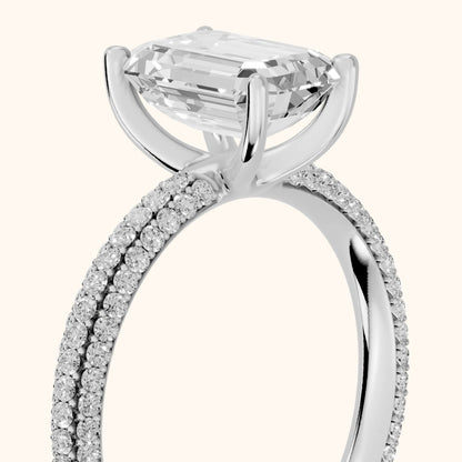 Thalia Micropavé Emerald Diamond Engagement Ring in Platinum - slant-view.webp