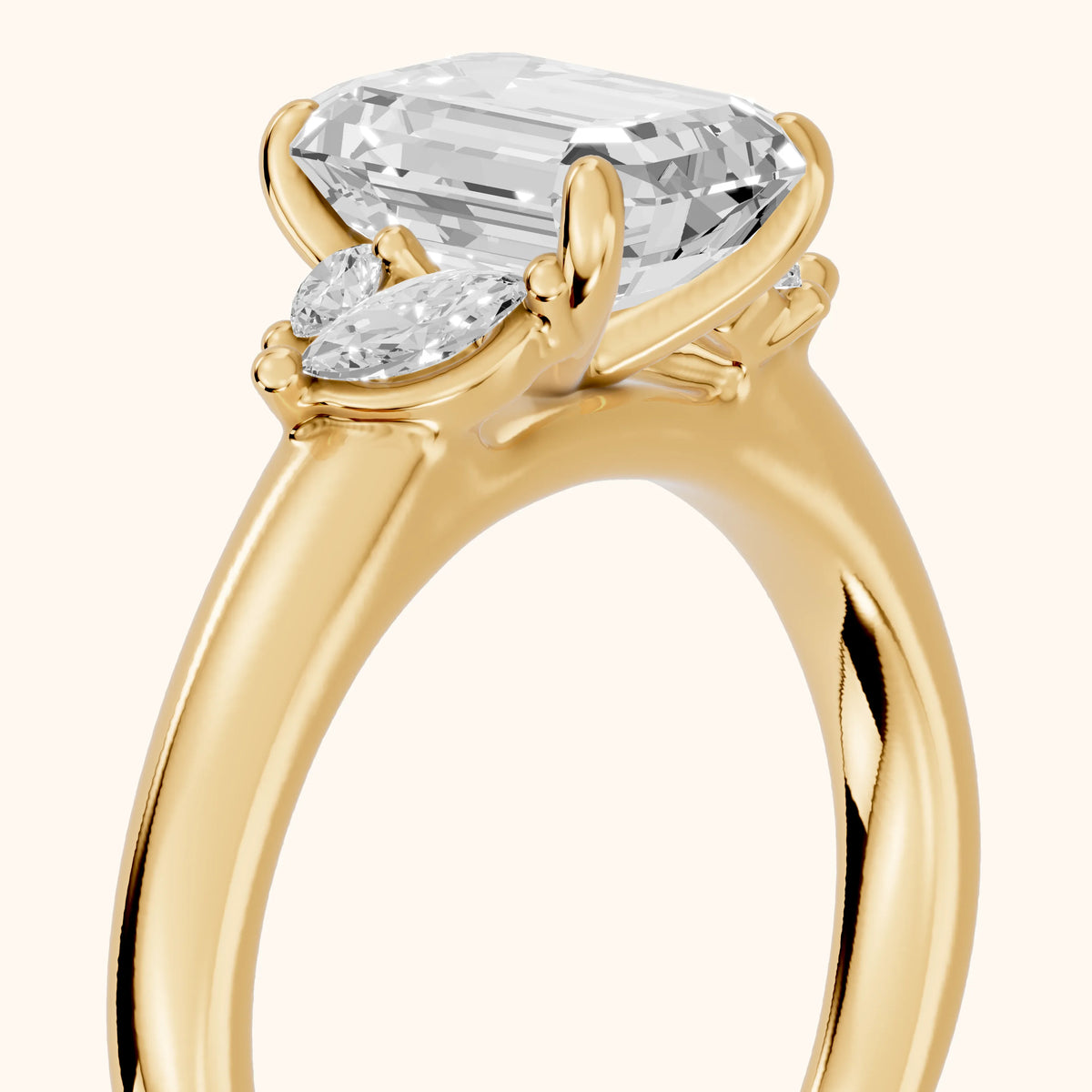Napa Leaf Cluster Emerald Diamond Engagement Ring in Yellow Gold - slant-view.webp