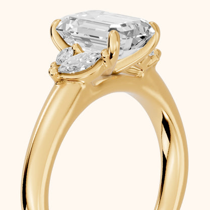 Napa Leaf Cluster Emerald Diamond Engagement Ring in Yellow Gold - slant-view.webp