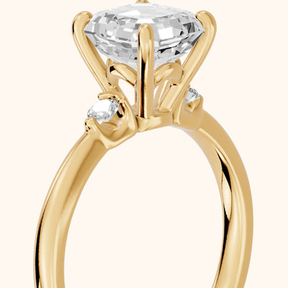 Teodora Floating Three-Stone Asscher Diamond Engagement Ring in Yellow Gold - slant-view.webp