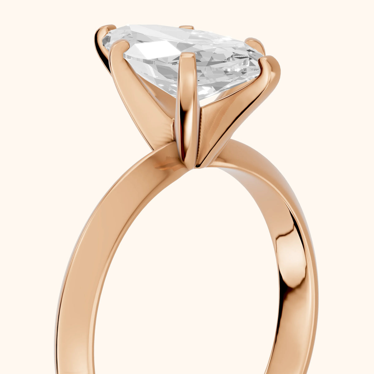 Hailey Solitaire Knife Edge Marquise Diamond Engagement Ring in Rose Gold - slant-view.webp