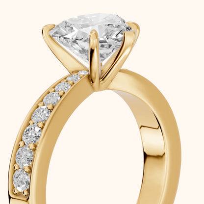 Riley Cathedral Pavé Heart Diamond Engagement Ring in Yellow Gold - slant-view.webp