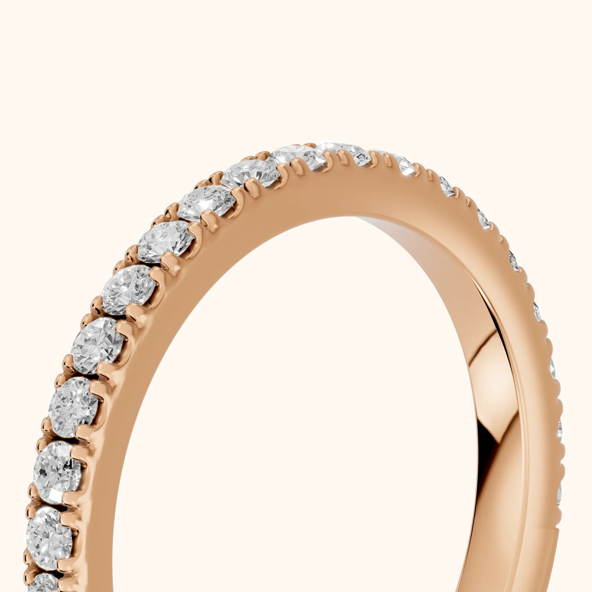Lisette Pavé Round Diamond Half Eternity Band in Rose Gold - slant-view