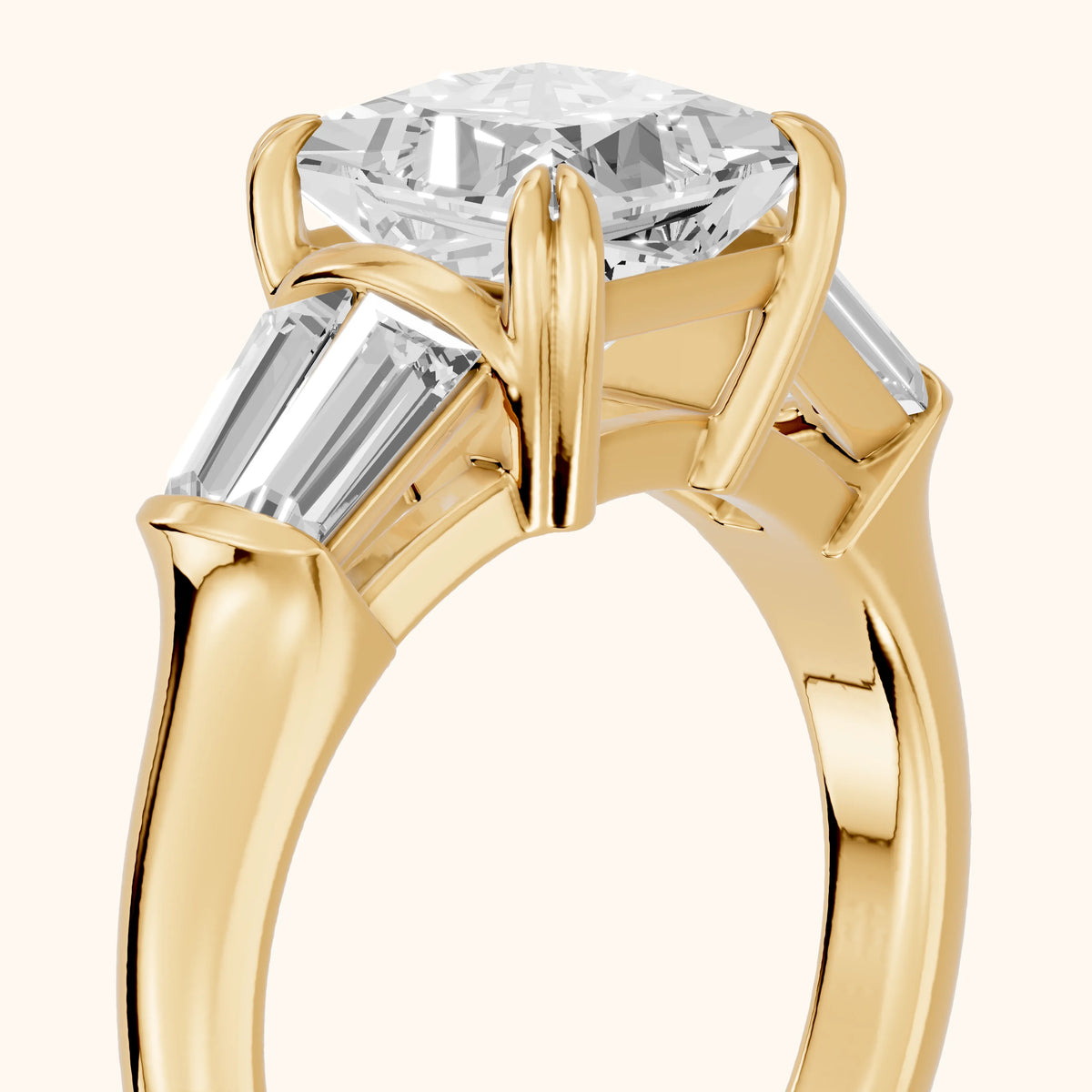 Ilsa Deco Baguette Princess Diamond Engagement Ring in Yellow Gold - slant-view.webp