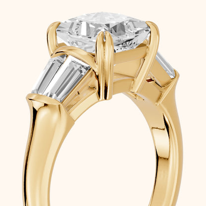 Ilsa Deco Baguette Princess Diamond Engagement Ring in Yellow Gold - slant-view.webp