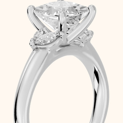 Napa Leaf Cluster Princess Diamond Engagement Ring in Silver - slant-view.webp