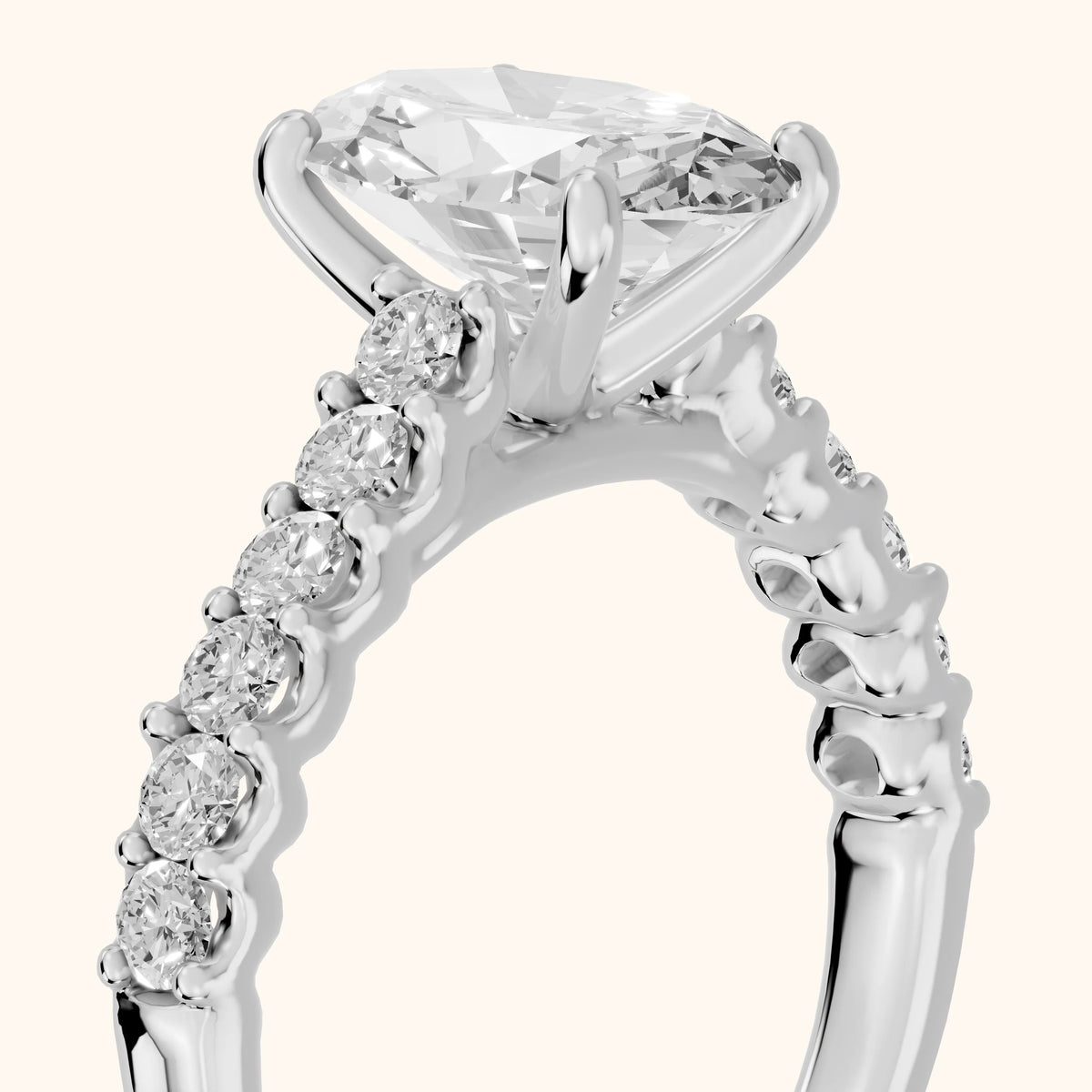 Marcella Cathedral Pavé Oval Diamond Engagement Ring in Silver - slant-view.webp