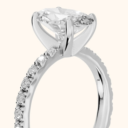 Autumn Statement Pavé Oval Diamond Engagement Ring in Silver - slant-view.webp