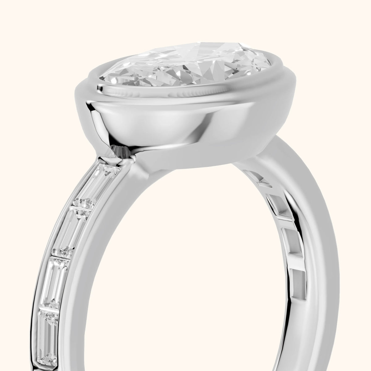 Darcy Bezel Channel Set Oval Diamond Engagement Ring in Silver - slant-view.webp