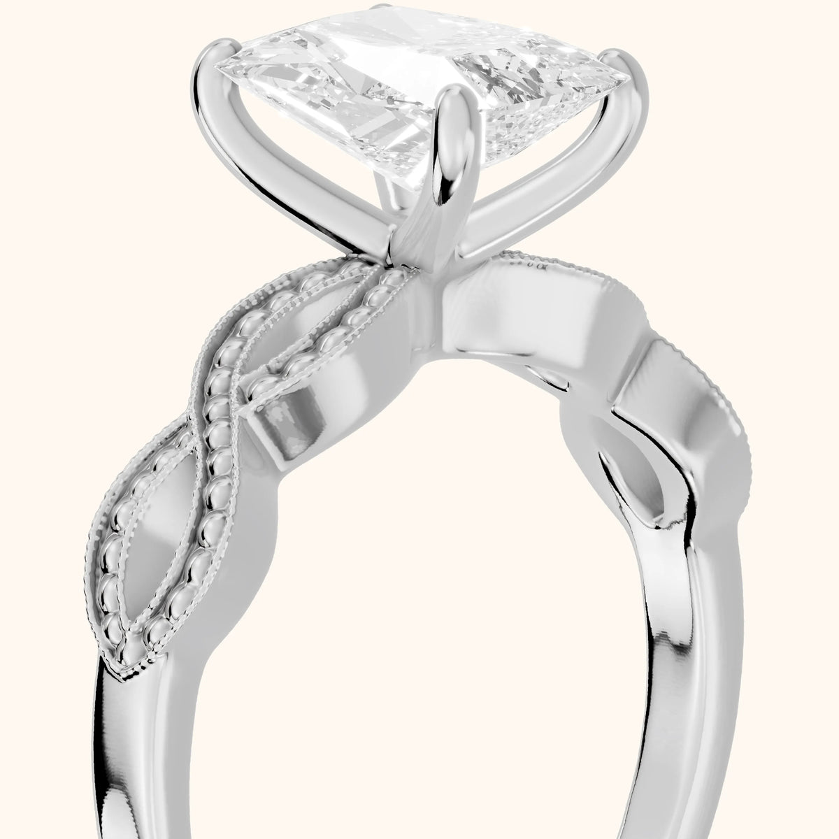 Jeanie Twist Solitaire Radiant Diamond Engagement Ring in White Gold - slant-view.webp