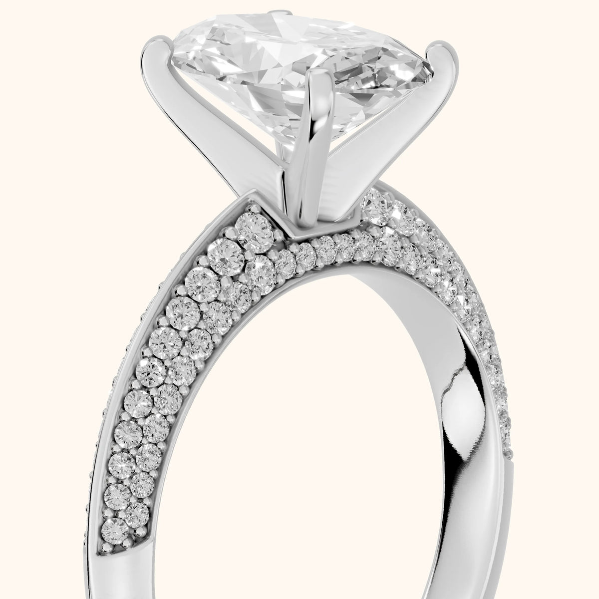Lorna Knife Edge Pavé Oval Diamond Engagement Ring in Silver - slant-view.webp