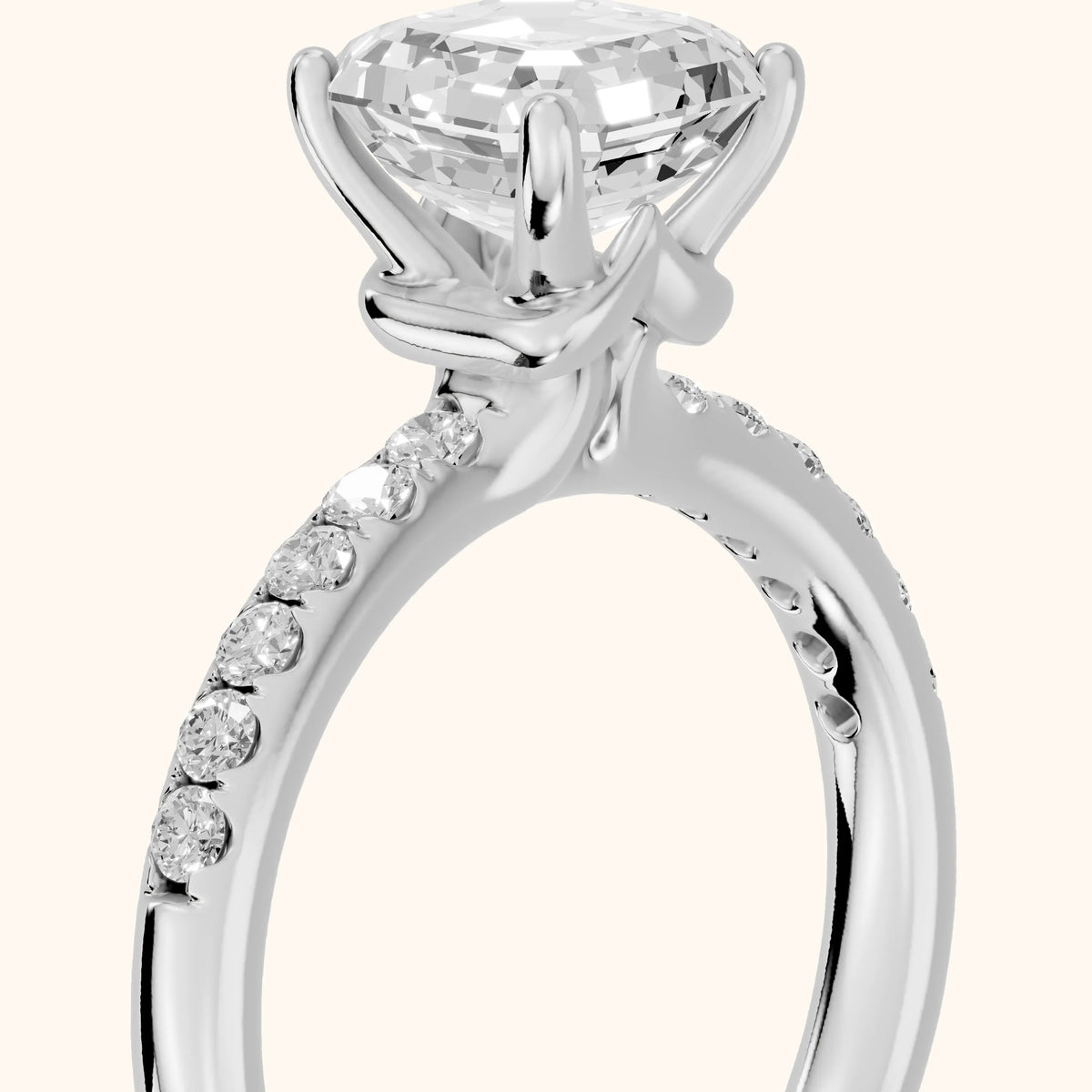 Brea Twist Pavé Asscher Diamond Engagement Ring in Platinum - slant-view.webp