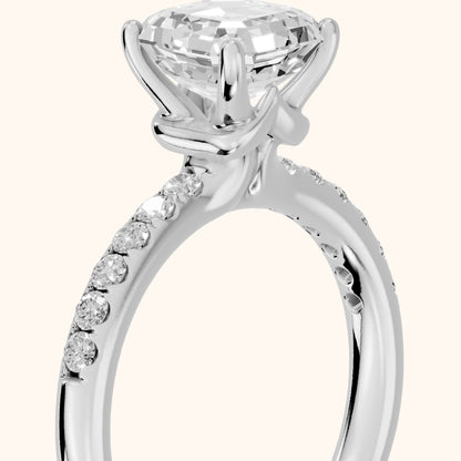 Brea Twist Pavé Asscher Diamond Engagement Ring in Platinum - slant-view.webp