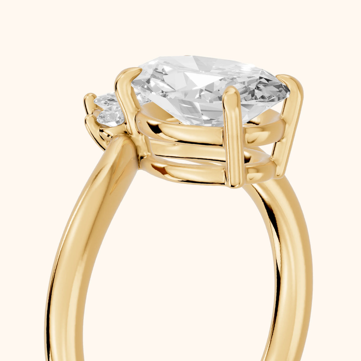 Isadora Bypass Cluster Oval Diamond Engagement Ring in Yellow Gold - slant-view.webp