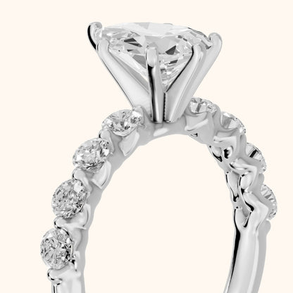 Maura Beaded Statement Pear Diamond Engagement Ring in White Gold - slant-view.webp