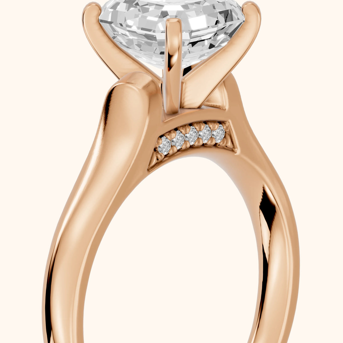 Avril Cathedral Asscher Diamond Engagement Ring in Rose Gold - slant-view.webp