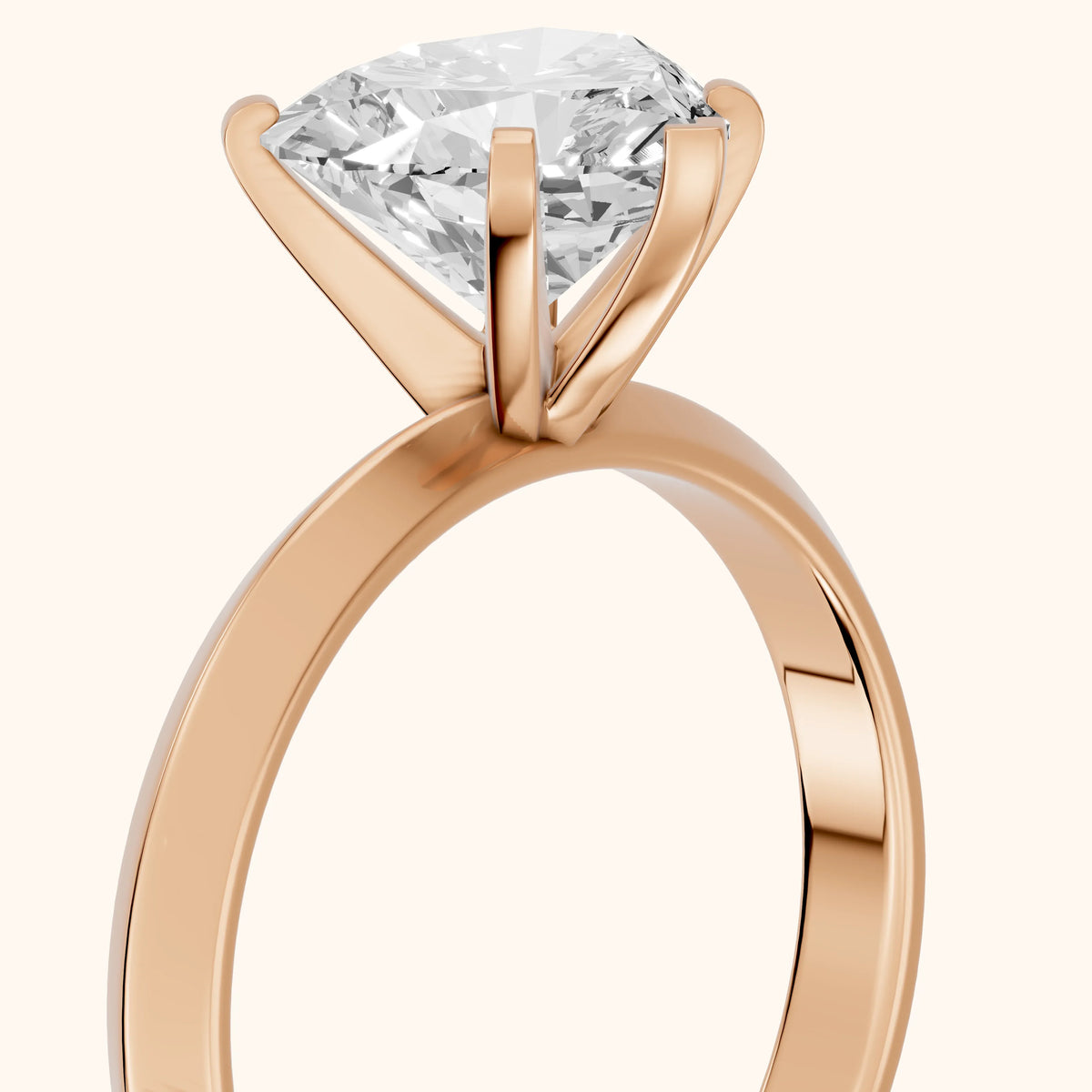 June Solitaire Knife Edge Heart Diamond Engagement Ring in Rose Gold - slant-view.webp