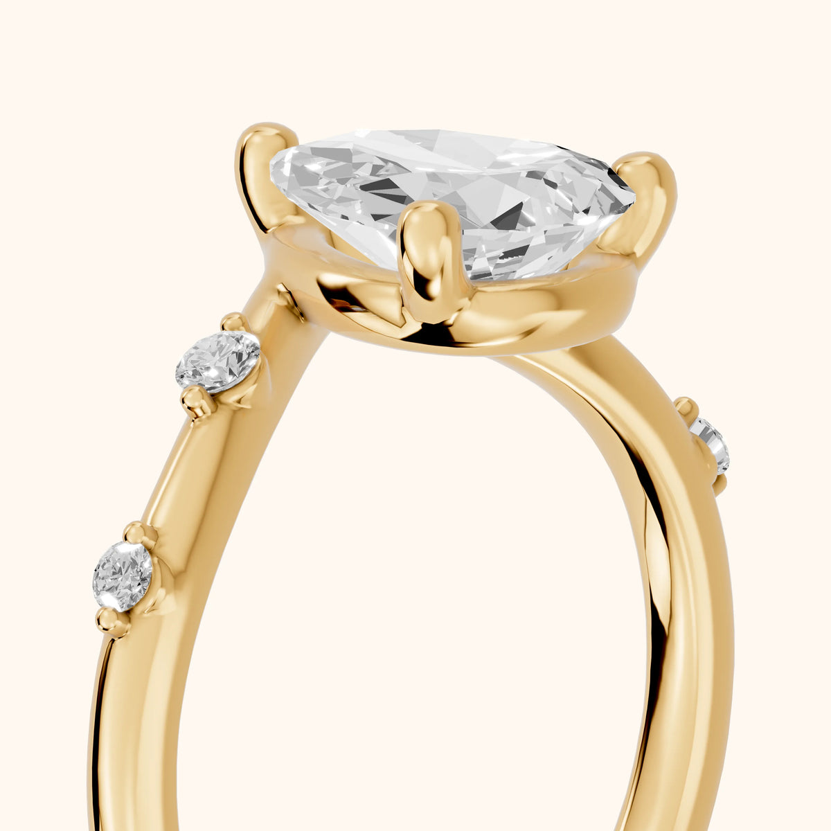 Klara Chevron Pear Diamond Engagement Ring in Yellow Gold - slant-view.webp