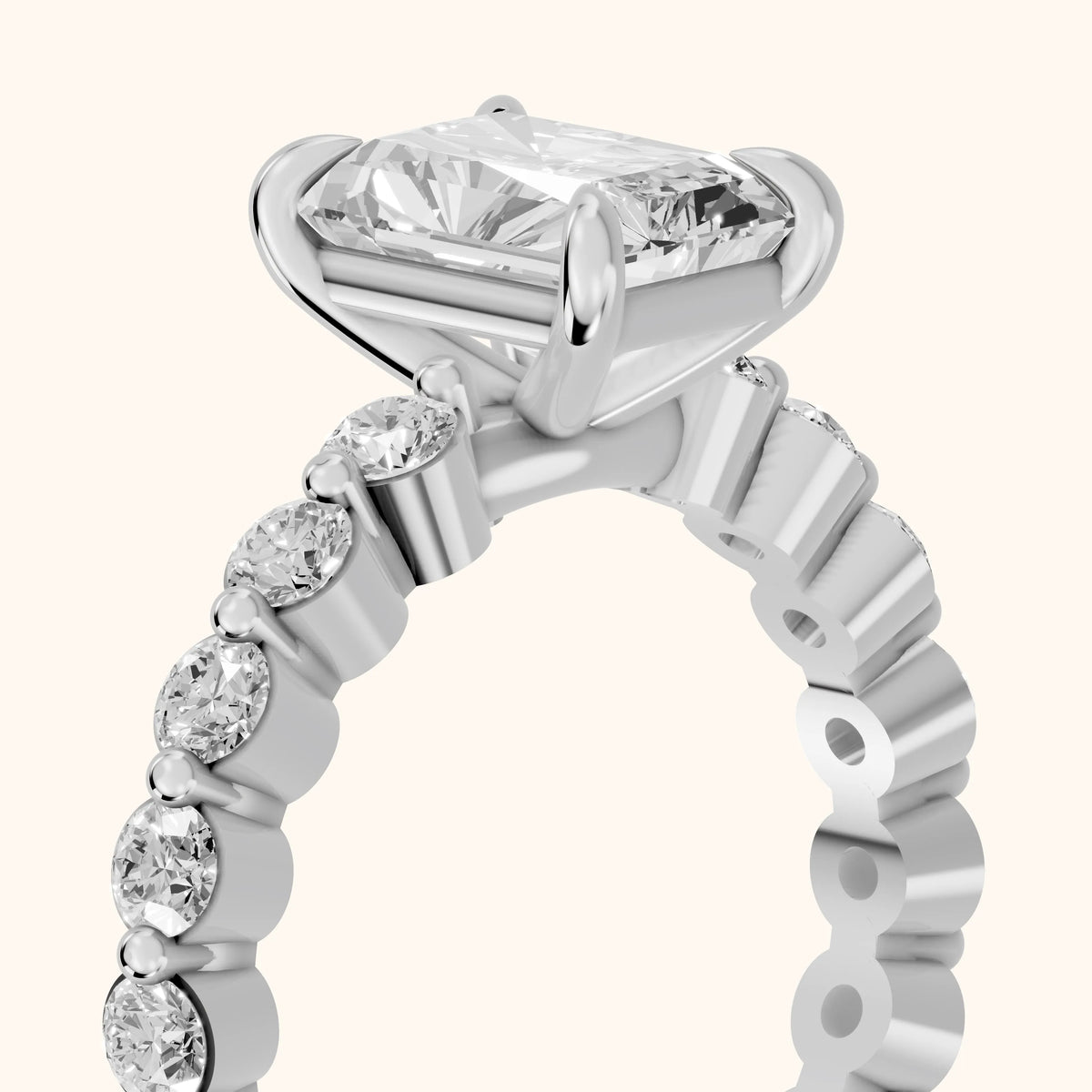 Piper Sidestone Radiant Diamond Engagement Ring in Silver - slant-view.webp