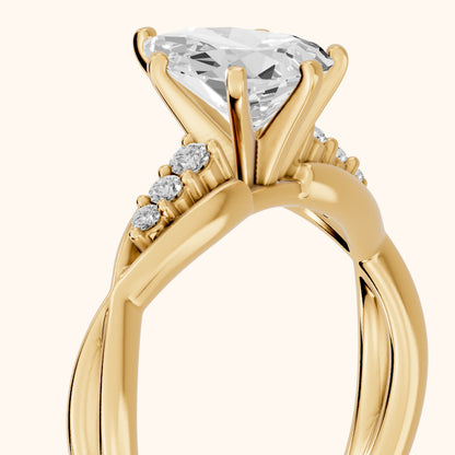 Stefania Twist Pear Diamond Engagement Ring in Yellow Gold - slant-view.webp