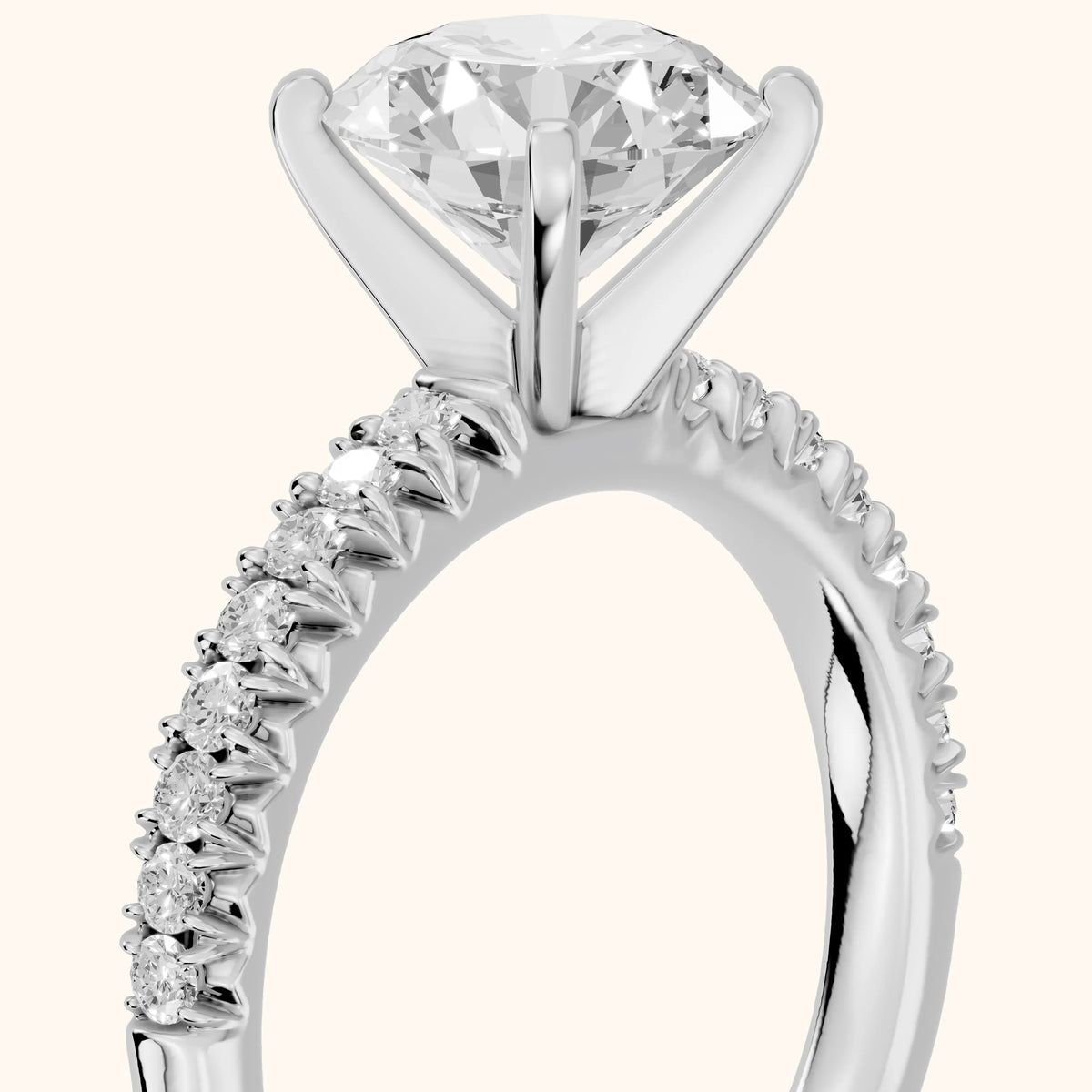 Iona French Pavé Round Diamond Engagement Ring in Silver - slant-view.webp
