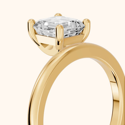 Maisie Four Prong Solitaire Asscher Diamond Engagement Ring in Yellow Gold - slant-view.webp