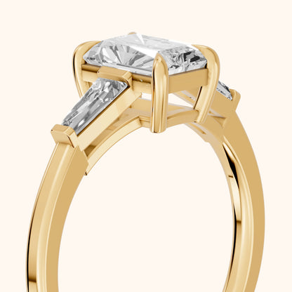 Winnie Three-Stone Radiant Diamond Engagement Ring in Yellow Gold - slant-view.webp