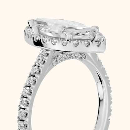 Sophie Halo Pavé Marquise Diamond Ring in Silver - slant-view.webp