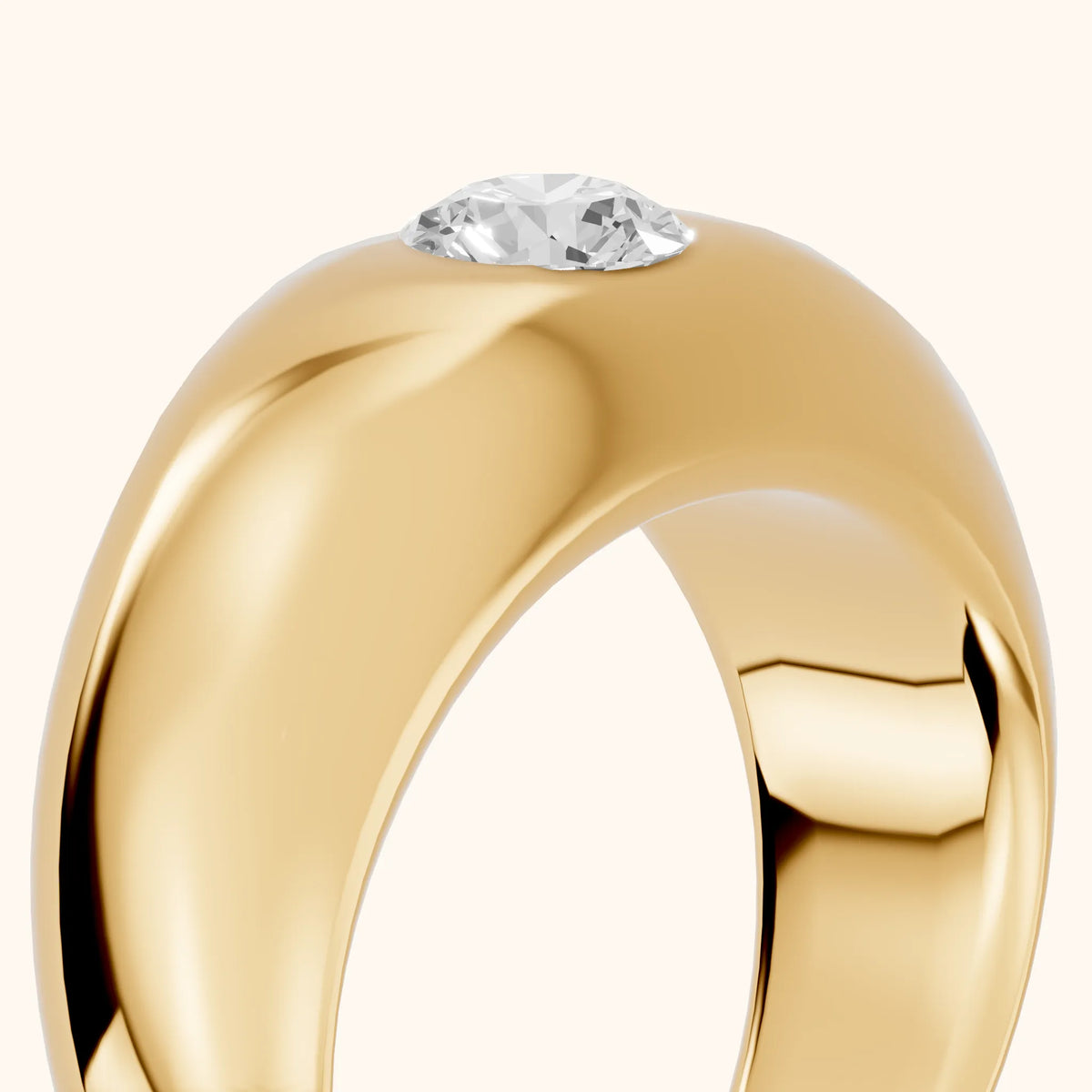 Noelle Bezel Round Diamond Wedding Band in Yellow Gold - slant-view