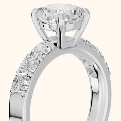 Maude Wide Band Pavé Cushion Diamond Engagement Ring in White Gold - slant-view.webp