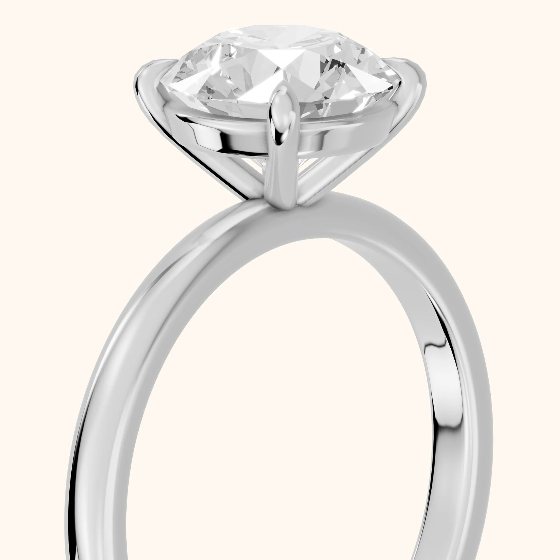 Lyla Petite Solitaire Round Diamond Engagement Ring in Silver - slant-view.webp