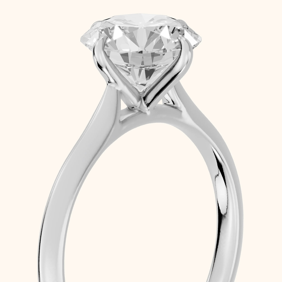 Ginette Solitaire Knife Edge Round Diamond Engagement Ring in White Gold - slant-view.webp