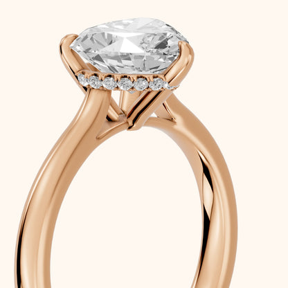Mena Hidden Halo Heart Diamond Engagement Ring in Rose Gold - slant-view.webp