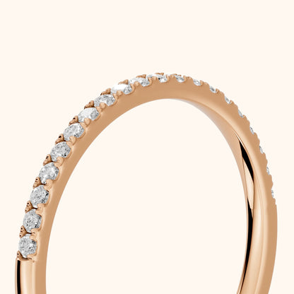 Anouk Micropavé Round Diamond Half Eternity Band in Rose Gold - slant-view
