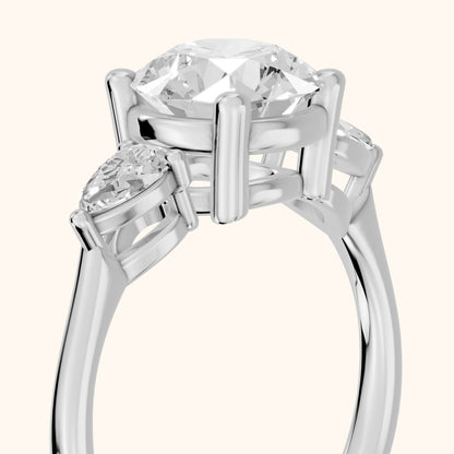 Faye Three-Stone Trellis Round Diamond Ring in Platinum - slant-view.webp