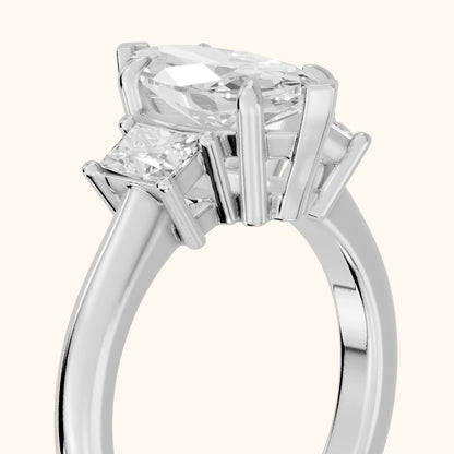 Cosette Statement Three-Stone Marquise Diamond Engagement Ring in Silver - slant-view.webp