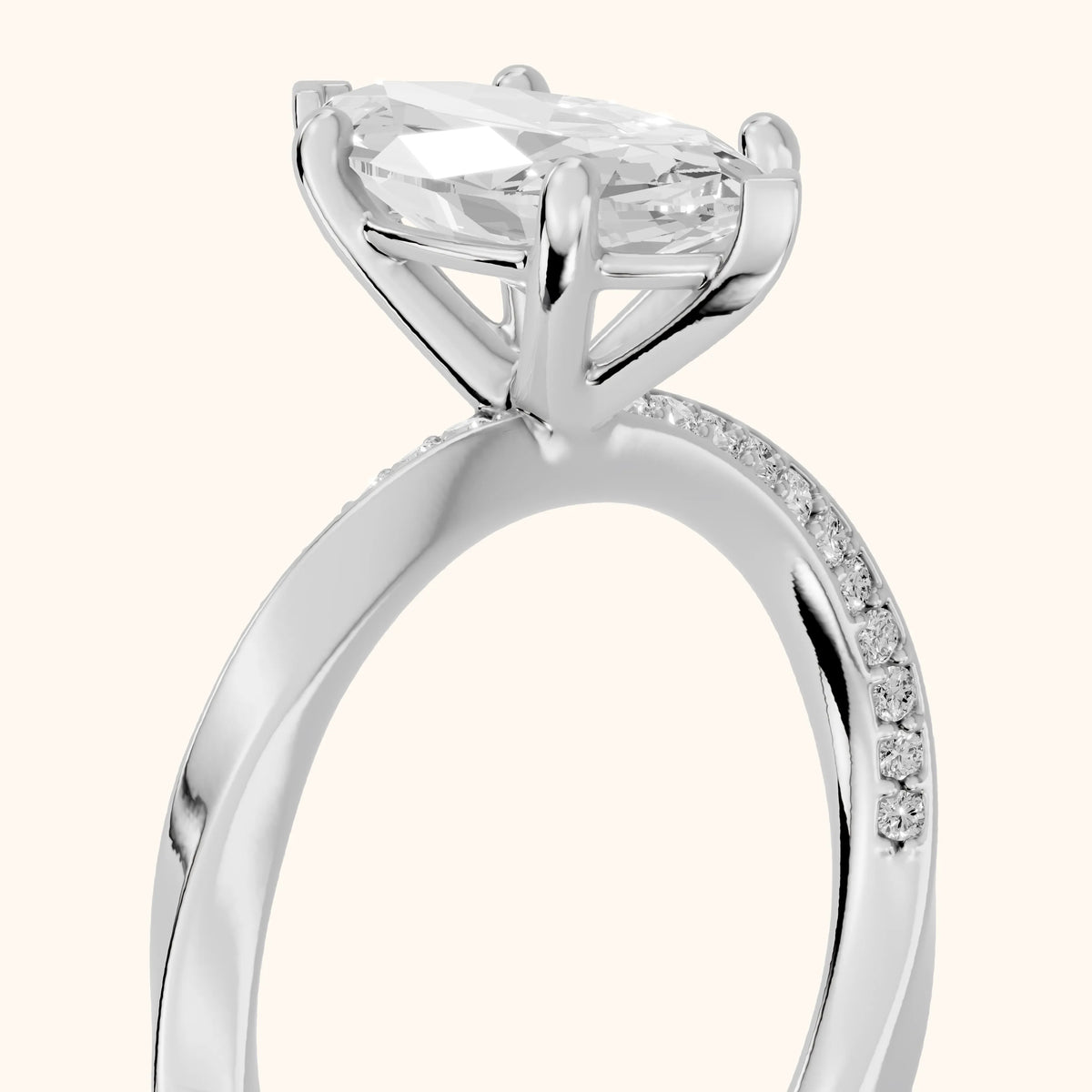 Elisabeth Twist Pavé Marquise Diamond Engagement Ring in White Gold - slant-view.webp
