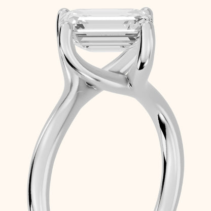 Clio Bypass Solitaire Emerald Diamond Engagement Ring in Silver - slant-view.webp